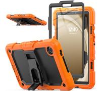 SEYMAC stock Case for Samsung Galaxy Tab A9 8.7 Inch with Screen Protector & Foldable Stand, Full Body Shockproof & Drop-Proof Case for Samsung Tab A9 2023 SM-X110/X115/X117, Orange