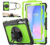 SEYMAC stock Case for Samsung Galaxy Tab S10 FE+ Plus 13.1 inch 2025, Heavy Duty Shockproof Case with Screen Protector, 360° Rotating Stand/Hand Strap & Pen Holder for Galaxy S10 FE+ Tablet, Green