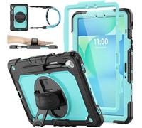 SEYMAC stock Case for Samsung Galaxy Tab S10 Lite/ S10 FE/ S9 FE 10.9 inch/ S9 11 inch, Full-body Shockproof with Screen Protector, 360° Rotating Stand/Hand Strap, Pen Holder & Shoulder Strap, Skyblue
