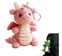 Seymal Cute Flame Dragon Keychain, Handmade Crochet Bag Charm, Knitted Dragon Accessory for Backpack, Purse or Keys