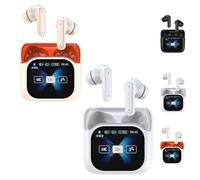 Seymal Earbuds Translation, Compact Touch-Control Clear-Sound Earbuds, Ai Language Translation Ear Buds, Real-Time 144 Languages Translator Earphones, Ows Open Ear & Lcd Touch(White+Beige)