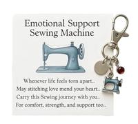 Seymal Sewing Machine Keychain, Metal Pendant with Birthstone and A-Z Initial, Novelty Accessory for Bags, Car Keys, Craft Lovers, Gift Keepsake