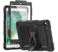 SEYMCY Case for iPad 6th/5th Generation 2018/2017, iPad Air 2 2014, iPad Pro 9.7 Inch 2016, 3 Layer Full Body Shockproof Drop with Folding Stand, Screen Protector, Black