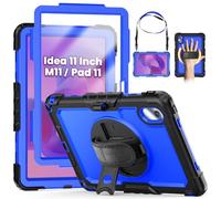 SEYMCY Case for Lenovo Idea Tab 11" 2025/ Tab M11/ K11 LTE/Xiaoxin Pad 11 inch 2024, Full-Body Shockproof with Screen Protector, 360° Rotating Stand & Hand Strap, Carrying Strap, Pen Holder, Blue