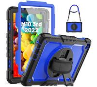 SEYMCY Case for Lenovo M10 3rd Gen 10.1 Inch 2022 (NOT Fit 2025/2020 Version), Full-body Shockproof with Screen Protector, 360° Rotating Stand & Hand Strap, Carrying Strap (TB328FU, TB-328XU), Blue