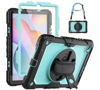 SEYMCY Case for Samsung Galaxy Tab S6 lite 10.4 Inch 2024/2022/2020, Full-body Shockproof with Screen Protector, 360° Rotating Hand Strap & Stand, Shoulder Strap for Samsung S6 Lite Tablet, Sky Blue