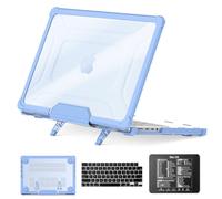 SEYMCY Compatible with MacBook Pro 14 inch Case M5 M4 M3 M2 M1 2026-2021 | 4 in 1 Kit Hard Shell with Stand, Keyboard Cover, Mouse Pad, Anti-Crack, Anti-Scratch, Anti-Fingerprints, Sky Blue
