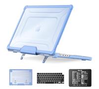 SEYMCY Compatible with MacBook Pro 16 inch Case M5 M4 M3 M2 M1 2026-2021 | 4 in 1 Kit Hard Shell with Stand, Keyboard Cover, Mouse Pad, Anti-Crack, Anti-Scratch, Anti-Fingerprints, Sky Blue