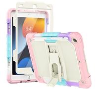 SEYMCY Shockproof Case for iPad 9th/8th/7th Generation 10.2 Inch 2021/2020/2019, Full-body Protection Case with Screen Protector, Built-in Folding Stand, Pencil Holder, Pink