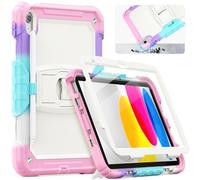 SEYMCY Shockproof Case for iPad A16 11th Generation 11 inch 2025/iPad 10th Generation 10.9 inch 2022, Full-body Protection Case with Screen Protector, Built-in Folding Stand, Pencil Holder, Pink