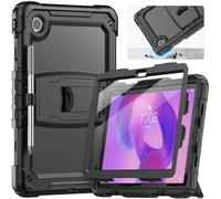 SEYMCY Shockproof Case for Lenovo Idea Tab 11 Inch 2025/ Tab M11 2024 | Full-body Protection with Screen Protector, Built-in Folding Stand, Pencil Holder for Lenovo Tab 11 Inch Case, Black