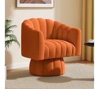 SEYNAR Velvet Swivel Barrel Chair with Round Arms & Upholstered Seat in Orange SEYNAR Orange