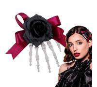 Seyrnicay Hand Bone Shape Hair Clip | Skull Hand Bowknot Barrettes Bone Claw Hairpins,Skeleton Claws Skull Hand Hair Clip with Flower Halloween Claw Hairpin