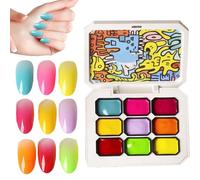 Seyrnicay Nail Painting Gel, 9-Color Gel Nail Polish Painting Palette, Gradient Art Long-Lasting Cosmetics for Travel Commuting Dating Gathering Beach Wedding