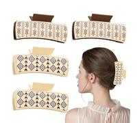 Seyrnicay Western Claw Clips for Women | 4X Anti-Slip PU Leather Hair Jaw Clamp | Big Clips for Women, Strong Grip Hair Catch, Hair Accessories for Long Hair