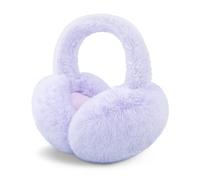 SEYUFN Women's Foldable Fluffy Plush Earmuffs, A-light Purple, One size