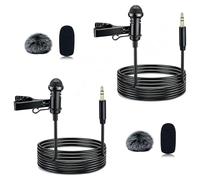 SEYUGOPTI 2Pcs 3.5mm Lavalier Microphone for DJI MIC 1/2 and for Rode Wireless Go II/Pro, Omnidirectional Lav Lapel Microphone for Streaming Vlog Interview and More, Straight Head, Black 1.5M