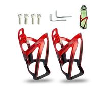SEYUGOPTI 2Pcs Bike Water Bottle Cage, Gradient Lightweight PC Bottle Cage Holder for Road Mountain and Bikes, Strong Bicycle Drink Cup Holders with Screws and Wrench, Red-to-Black Gradient