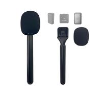 SEYUGOPTI 2Pcs Handheld Wireless Mic Stand with Pop Filter, Handheld Wireless Microphone Stand for DJI Mic 1/2, Wireless Mini Microphone Adapter Holder for Vlogging Interview Podcast Content Creation