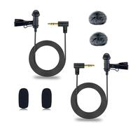 SEYUGOPTI 2Pcs Lavalier Microphone Compatible with DJI MIC 1/2 and for Rode Wireless go ii, Angled 3.5mm TRS Plug Omnidirectional Microphone for Streaming Vlog Interview and More, Black 1.5M