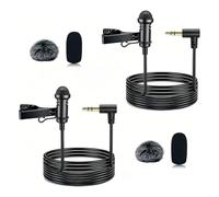 SEYUGOPTI 2Pcs Lavalier Microphone Compatible with DJI MIC 1/2 | Angled 3.5mm TRS Plug for and for Rode Wireless GO II, Omnidirectional Microphone for Streaming Vlog Interview and More, 1.5M