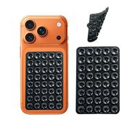 SEYUGOPTI 2Pcs Silicone Suction Cup Phone Case with 40 Double Sided, Grips Anti-Slip Sticky Grips for iPhone 17 16 15, Hands-Free Sticky Octobuddy Phone Case Selfies and Videos for Glass Mirror, Black