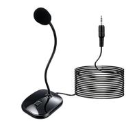SEYUGOPTI Gooseneck Desktop Microphone, 3.5mm Plug & Play Computer Mic with Mute Switch, 360° Flexible Noise Cancelling Mic for YouTube, PC, Streaming, Conference, Online Class, 4.92ft Long Cord