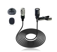 SEYUGOPTI Lavalier Lapel Microphone Compatible with Audio-Technica, Unidirectional Condenser Mic with Hirose 4 Pin Plug for Vlog Interview Teaching, Black