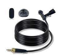 SEYUGOPTI Lavalier Lapel Microphone Compatible with Sennheiser Wireless Transmitter, Omnidirectional Condenser Mic for Use on Stage Houses of Worship Presenters, 3.5mm Screw Lock Plug, Black