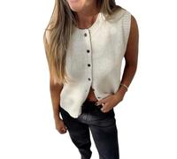 Seyurigaoka Womens Sweater Vest Button Front Round Neck Sleeveless Knit Vest Summer Ribbed Tank Tops Streetwear