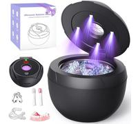 Seyuwise Ultrasonic Retainer Cleaner Machine 45khz Cleaning Pod for Denture Cleaner 200ml Mouth Guard, Aligner, Night Guard, Jewelry, 4 Cleaning Modes Digital Timer, Gifts for Women, Black