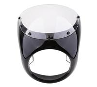 SEYXF Motorcycle body protection 16cm-18cm Motorcycle Headlight Fairing Round Motorbike Head Light Mask Front Cowl Fork Mount For Retro Cafe Racer(Gloss Black)
