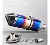 SEYXF Motorcycle exhaust pipe For H-ONDA PCX150 CBR150R ADV150 For Y-AMAHA FZ150 R15V3 470mm Motorcycle Carbon Exhaust Pipe Muffler Silencers(Blue)