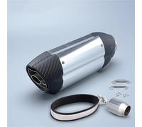 SEYXF Motorcycle exhaust pipe Motorcycle Exhaust Universal 51mm Exhaust Muffler Pipe Exhaust For KAWASAKI ZX4R ZX6R For Y-AMAHA R3 R6(Silver)