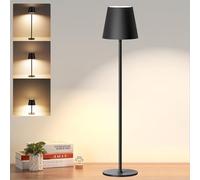 Seyxicnor Cordless Lamp Adjustable Height, 5400mAh Rechargeable Battery Table Lamp with Full Metal Lampshade Waterproof, 3 Color Dimmable Bedside Touch Light for Bedroom Restaurant Outdoor (Black-1PC)