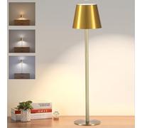 Seyxicnor Rechargeable Table Lamp, 5400mAh Adjustable Height Full Metal Cordless Lamps, 3 Color Dimmable Bedside Touch Lamp, Waterproof Portable Table Light for Bedroom Restaurant Outdoor (Gold-1PC)