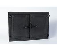 SEZAM Cast Iron Double Bread Oven Door with Door Latch, Pizza Oven Door, Bread Oven, Stone Oven Door, 48 x 3 x 32.5 cm, Black Painting