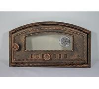SEZAM Cast Iron Oven Door, Copper-like, Wood Fuel Type, Heat Resistant Glass, 48.5 x 6.5 x 27.5 cm, Right Opening, 500°C Thermometer