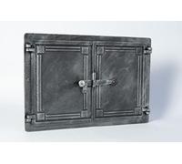 Sezam, Cast Iron Oven Door, Solid Thick Oven Door, Double Door Pizza Oven Door, 47.5 x 32.5 cm, Doors for Pizza Ovens, Bread Ovens, Garden Kitchen and Smoking Chamber, Old Silver