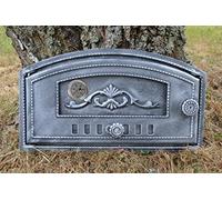 SEZAM Cast Iron Oven Door with Thermometer 500°C, Left Opening Pizza Oven Door - Bread Oven - Stone Oven Door, 48.5 x 6.5 x 27.5 cm - Semi-Circular Antique Silver Painting