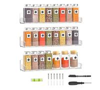 Sezanrpt 15 Inch Acrylic Spice Rack Wall Organizer Set of 3, Clear Acrylic Wall Shelf for Home Organizer, Floating Shelf for Bottle Display, Jars, Spice, Wine, Books, Toiletries