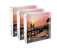 Sezanrpt 3 Pack Acrylic Picture Frames 3x3, 3 x 3 inch picture frame for 3x3 or 2x2 Pictures, Clear Double Sided Thick Photo Frames Desktop Pictures Display Small Tips Holder