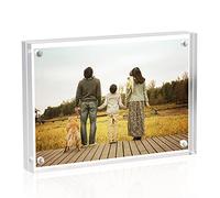 Sezanrpt Acrylic Picture Frame 6 x 9 cm, Clear Double-Sided Magnetic Photo Block Frame, Desktop Frameless Picture Display