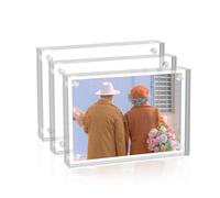 Sezanrpt Acrylic Picture Frame, 9 x 13 cm, Pack of 3, Double-Sided Magnets, Magnetic, Transparent, 10 mm + 10