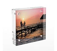 Sezanrpt Acrylic Picture Frames 3x3, 3 x 3 inch picture frame for 3x3 or 2x2 Pictures, Clear Double Sided Thick Photo Frames Desktop Pictures Display Small Tips Holder