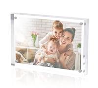 Sezanrpt Acrylic Picture Frames 5x7 Free Standing, Clear Crystal Double Side Magnets 5'' x 7'' Picture Frame, Office Desktop Magnetic 5x7 Lucite Photo Frame for Booth Display, Brand Advertiser