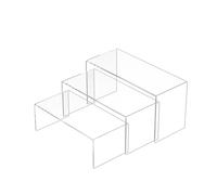 Sezanrpt Acrylic Risers Display Stands 3pcs, Rectangular Display Risers 3 Steps, Clear Acrylic Stand for Collectibles, Brand Store, Shoes, Bags, Plants, Decoration - 8.5''x9''x9.5''