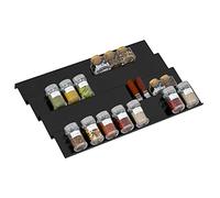 Sezanrpt Acrylic Spice Organizer Rack - Adjustable 12-24 Inch Wide, 4 Tier Shelf for Kitchen Drawer Display - Spice Tray