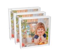 Sezanrpt Clear Booth Photo Frame 5x5 Pack of 3, Perspex Square Picture Frame, Acrylic Photo Frame for 5x5, 4x4, 3x3 Pictures Display