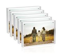 Sezanrpt Set of 5 Acrylic Picture Frames 6 x 9 cm, Clear Double-Sided Magnetic Photo Block Frame, Desktop Frameless Picture Frame, Purse Small Picture Frame 5 x 7 cm